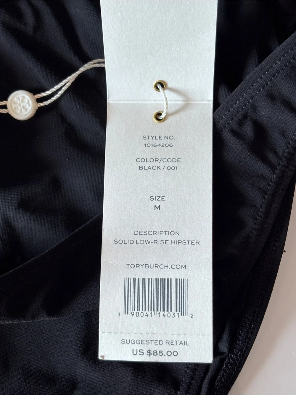 Tory Burch Black Solid Low-Rise Hipster Bikini Bottom in Medium NWT